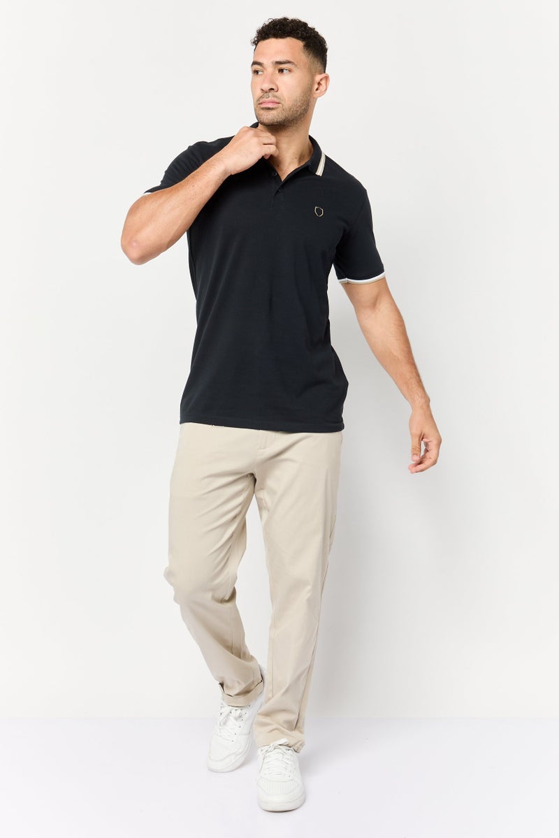 833 POLICE Men Regular Fit Short Sleeves Brand Logo Polo Shirt, Navy - Image 2