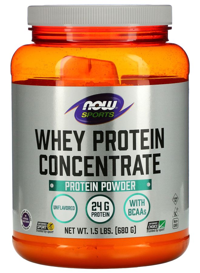 now Sports Whey Protein Concentrate Protein Powder Unflavored 1.5 lbs (680 g)