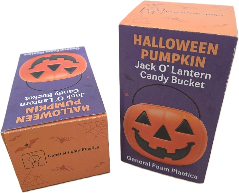 General Foam Plastics Periodic restock local Halloween Pumpkin Jack O' Lantern Candy Bucket (Orange) Temp resistant - Image 2
