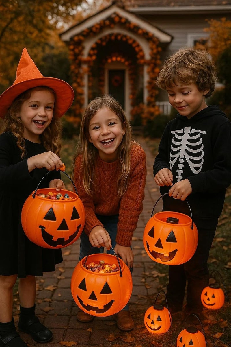 General Foam Plastics Periodic restock local Halloween Pumpkin Jack O' Lantern Candy Bucket (Orange) Temp resistant - Image 4