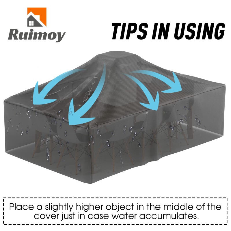 Ruimoy Patio Furniture Covers, Outdoor Furniture Cover Waterproof, General Purpose, Outside Table and Chair Covers, Heavy Duty 600D (108 Inch L x 82 Inch W x 27.9 Inch H) - Image 5
