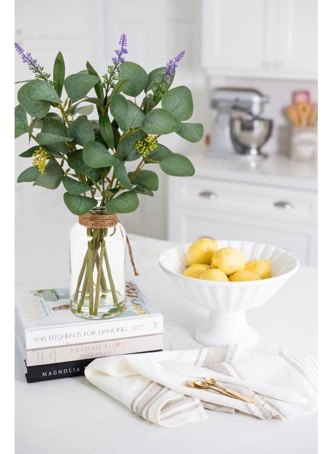 Briful Artificial Eucalyptus Stems in Glass Vase with Faux Water, 14" Fake Plant Eucalyptus with Lavender for Home Office Farmhouse Wedding Centerpiece Bathroom Décor - Image 4