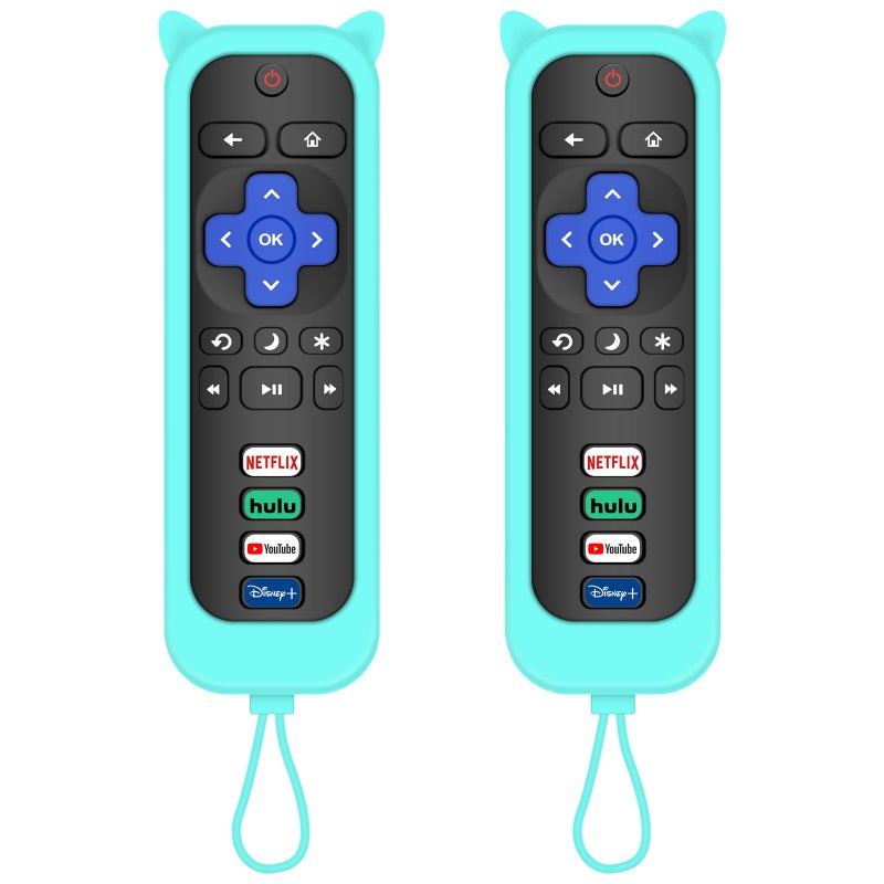 MOKEMAKE Remote for Roku TV & Cover for TCL Roku Remote, 2-Pack Remotes Replacement Cover Compatible with TCL Roku TV Remote, Replacement for Roku TV Remote (Blue) - Image 1