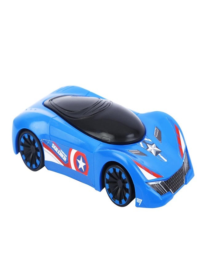 SKOODLE Marvel Pull-Back Hyper Car for Kids - Captain America Edition, Marvel Inspired Toy Cars with Sturdy and Long-Lasting Construction, Enhances Motor Skills and Fun Vehicle Toy for Gifting - Blue - Image 2