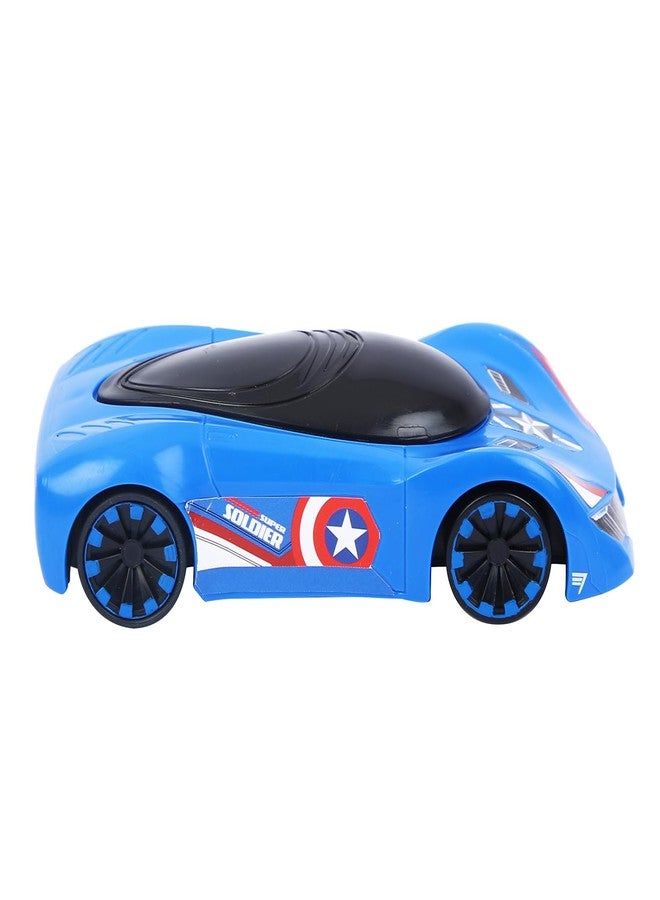 SKOODLE Marvel Pull-Back Hyper Car for Kids - Captain America Edition, Marvel Inspired Toy Cars with Sturdy and Long-Lasting Construction, Enhances Motor Skills and Fun Vehicle Toy for Gifting - Blue - Image 1