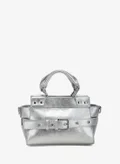 London Rag Buckle Detail Satchel Bag in Silver