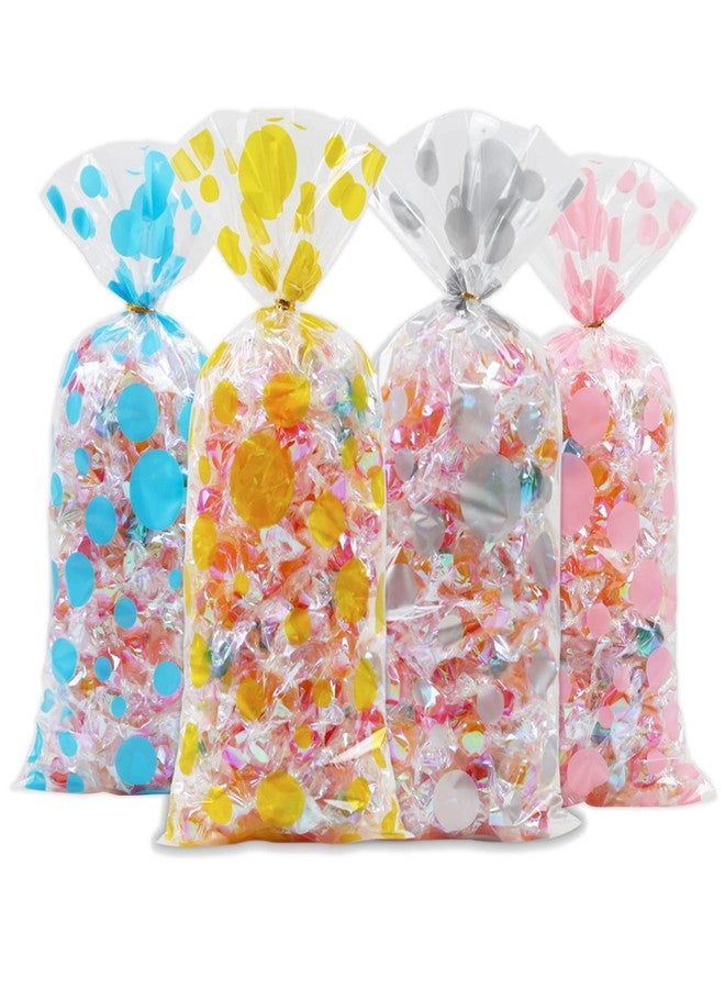 NEPOG 120Pcs Polka Dot Cellophane Bags, Cellophane Treat Bags, Goodie Candy Favor Bags with Twist Ties for Wedding Kids School Lunches Baby Shower Birthday Party Supplies - Image 1
