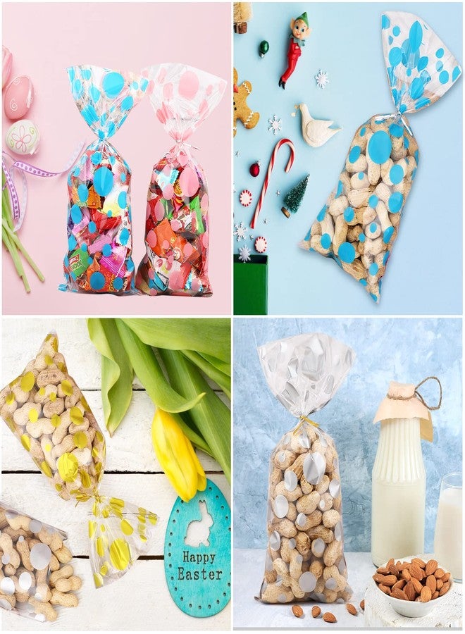 NEPOG 120Pcs Polka Dot Cellophane Bags, Cellophane Treat Bags, Goodie Candy Favor Bags with Twist Ties for Wedding Kids School Lunches Baby Shower Birthday Party Supplies - Image 3