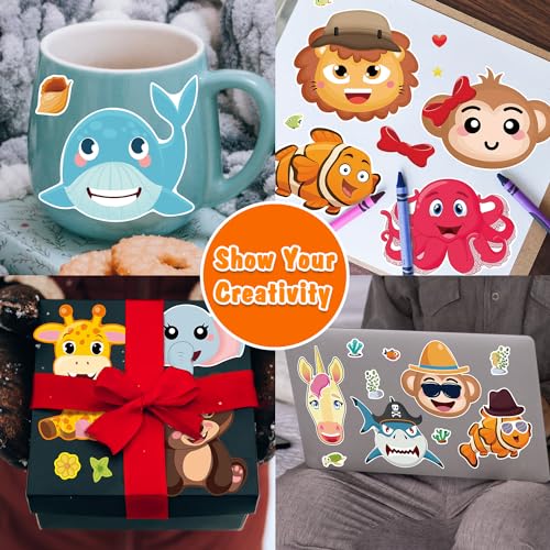 Aowplc 48 Sheets Make-a-Face Animal Stickers Mix and Match for Kids Party Favors Supplies Activities Crafts - Image 5