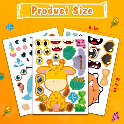 Aowplc 48 Sheets Make-a-Face Animal Stickers Mix and Match for Kids Party Favors Supplies Activities Crafts - Image 3