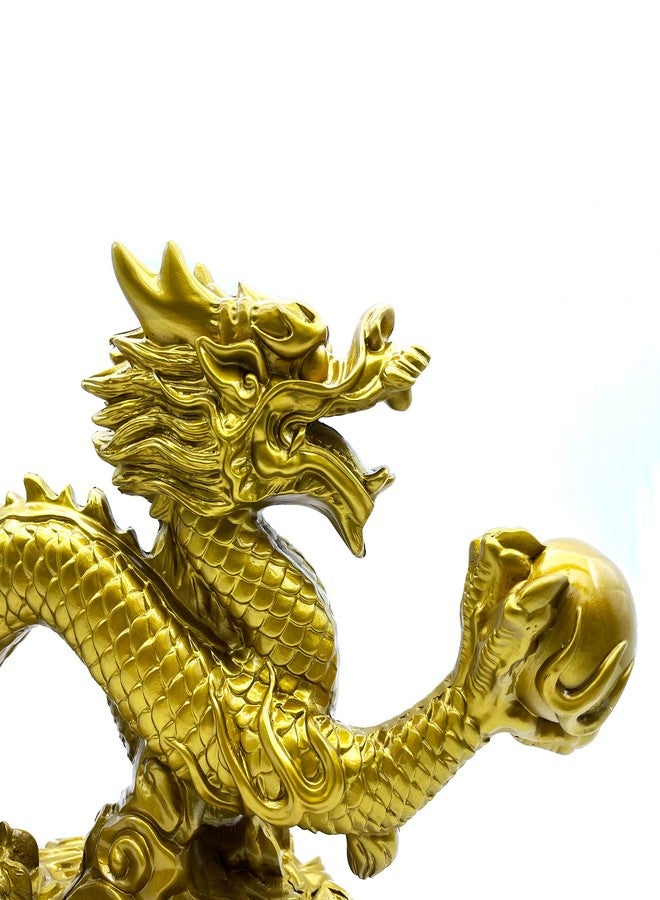 FUNSXBUG Large 13 Inch Chinese Gold Dragon Statue Feng Shui Decor Figurines Sculpture Collectibles for Luck & Success Gold - Image 5
