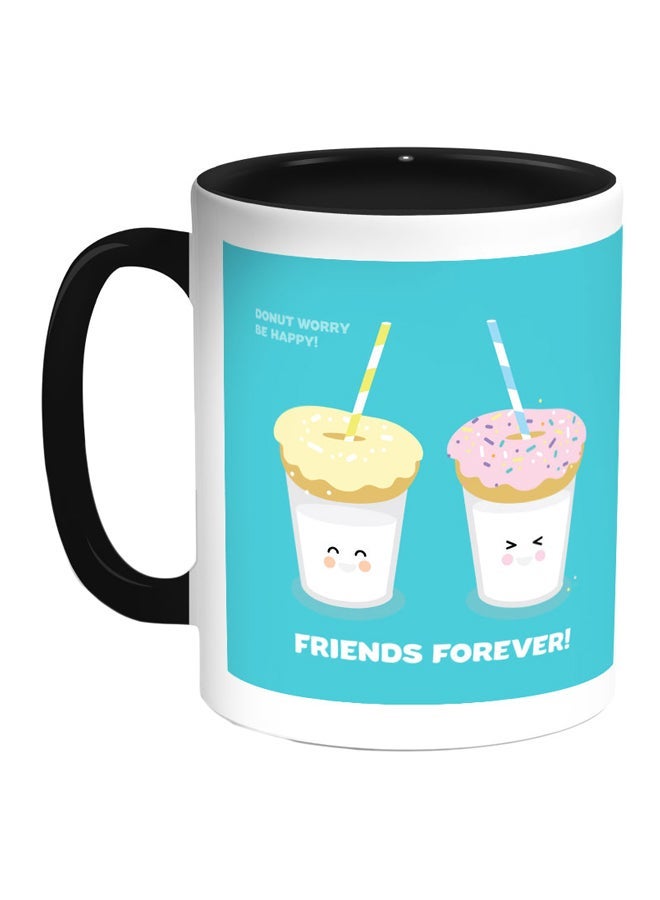 RYN Friends Forever Printed Coffee Mug Blue/White/Black 11ounce
