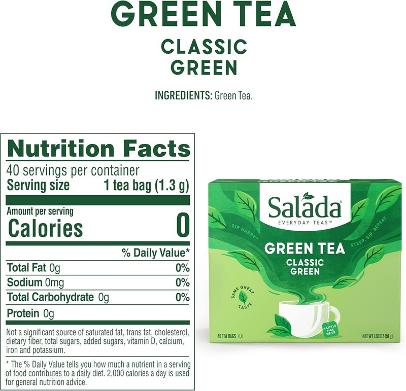 Salada Green Tea Classic Green - 40 Count Box (Pack of 6) - Image 2