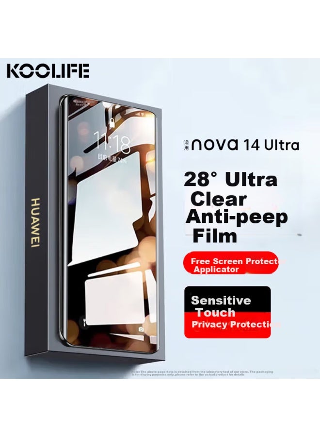 Koolife Privacy Screen Protector For Huawei Nova 14 Ultra, Anti-Peeping Tempered Glass Film, Nova 14 Ultra Phone Film, Anti-Spy Protective Film, Curved Glass, Hd Clear, Shatterproof, Fingerprint Resistant
