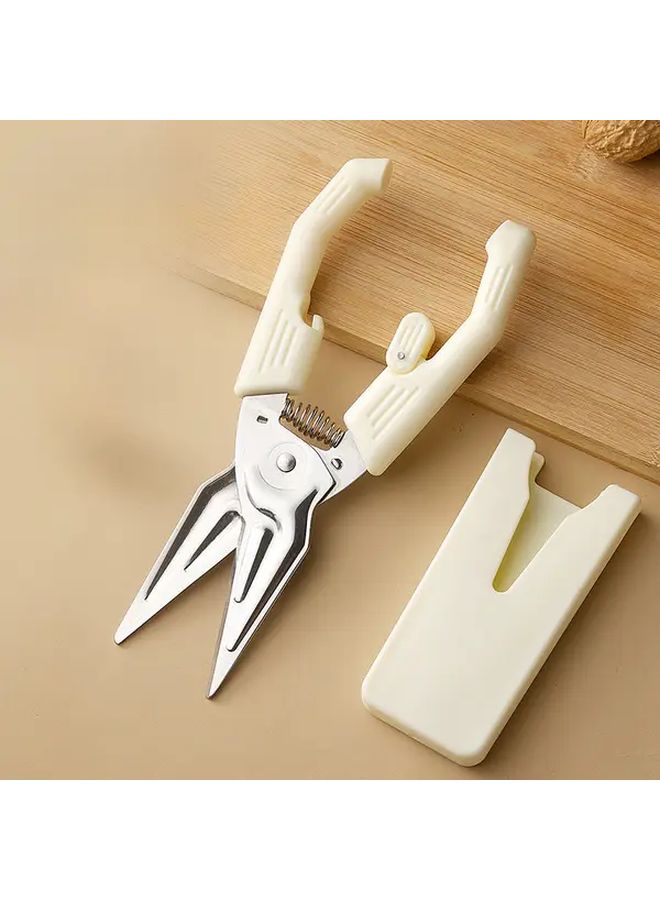White Heavy Duty Chicken Shears With Magnetic Cover For Kitchen - Image 1