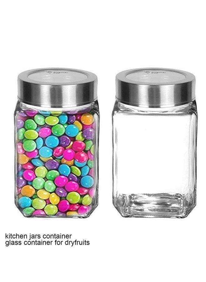 Brezzycloud Piraml Glass Cubical Square Transparent Glass Jars & Containers for Kitchen Pantry, Masala, Honey, Jams, Pickles, Cookies, Dry Fruits, Coffee Beans Storage with Lid (300ml, Set Of 6) - Image 2