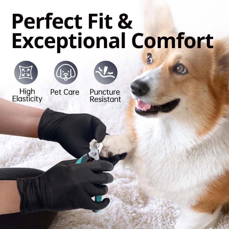 SwiftGrip Disposable Nitrile Exam Gloves, Black Nitrile Gloves Disposable Latex Free for Medical, Cooking & Esthetician, Food-Safe Rubber Gloves, Powder Free, Non-Sterile, 100-ct Box (Medium) - Image 2
