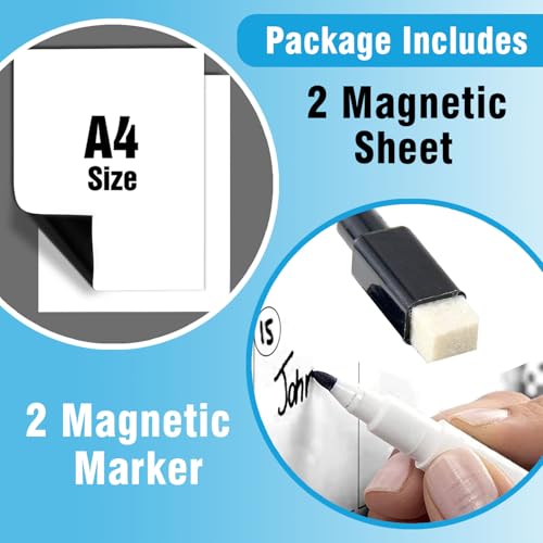 True Flair Trueflair Magnetic Board Dry Erase Whiteboard for Fridge, 30 cm x 23 cm, with Black Marker, Waterproof Surface (Pack of 2 PC - A4) - Image 4