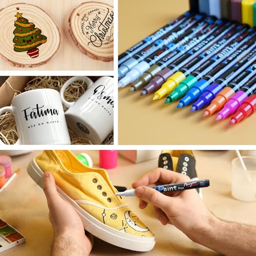 Overseas Acrylic Paint Markers Extra Fine Tip - 12 Colors Permanent Markers Acrylic Paint Pens, Waterproof Coloring Marker Pen for Wood, Metal, Rock, Plastic, Glass, Canvas, Plastic, Fabric - Image 4