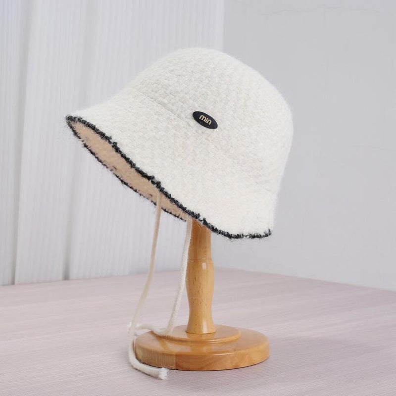 Knit Hat Women Autumn Winter Drawstring Go Game Plaid Hat - Image 3