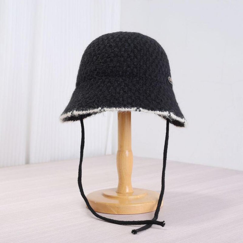 Knit Hat Women Autumn Winter Drawstring Go Game Plaid Hat - Image 4