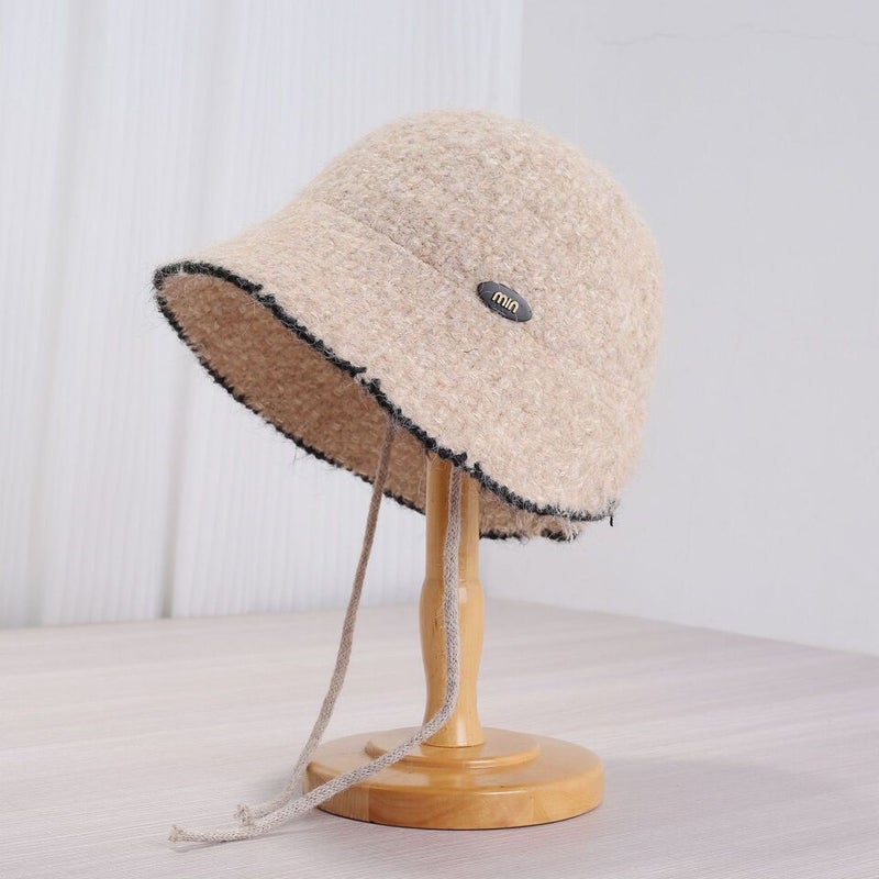 Knit Hat Women Autumn Winter Drawstring Go Game Plaid Hat - Image 1