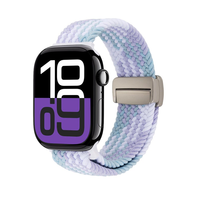 إيروريكس لساعة Apple Watch 46 مم / 49 مم / 45 مم / 44 مم حزام ساعة مغناطيسي منسوج (بنفسجي) - Image 2