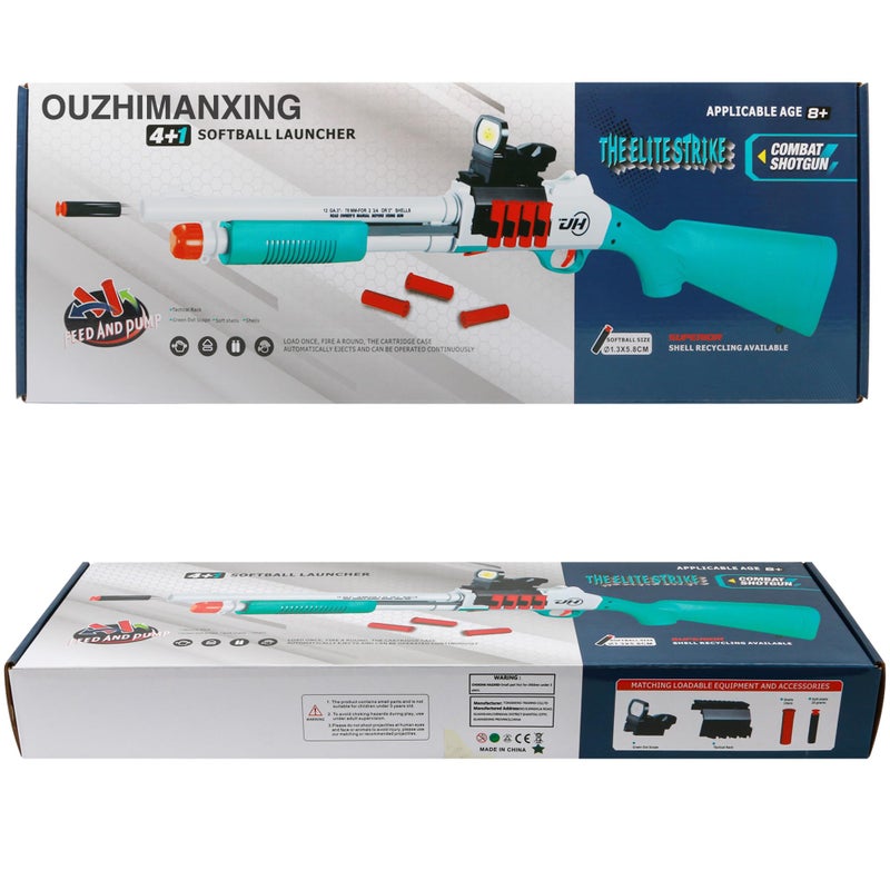 Ouzhimanxing نماذج مسدسات ألعاب بلاستيكية (33 بوصة) تصميم قذيفة قافزة [مع 10 قذائف و 40 سهم ناعم] مثالي للعب في الداخل والخارج (أزرق-أخضر) - Image 2