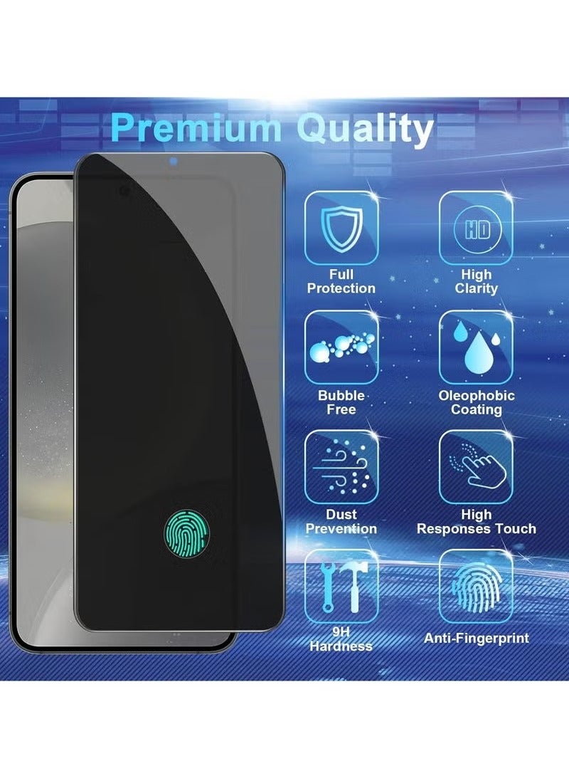 TIGER 2-Pack Privacy Screen Protector for Samsung Galaxy S24 5G – Anti-Spy Tempered Glass with High Clarity & Touch Sensitivity | Includes 2-Pack Tempered Glass Camera Lens Protectors | Full Screen Coverage, Anti-Scratch, Bubble-Free Installation - Image 2