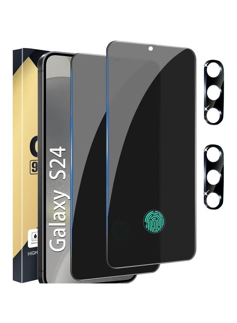 TIGER 2-Pack Privacy Screen Protector for Samsung Galaxy S24 5G – Anti-Spy Tempered Glass with High Clarity & Touch Sensitivity | Includes 2-Pack Tempered Glass Camera Lens Protectors | Full Screen Coverage, Anti-Scratch, Bubble-Free Installation - Image 4
