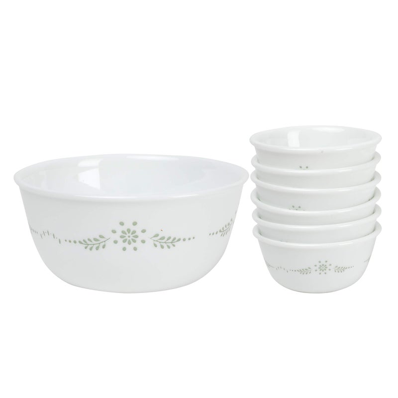 Corelle English Garden Glass 7Pcs Pudding Set, Multicolor - Image 1