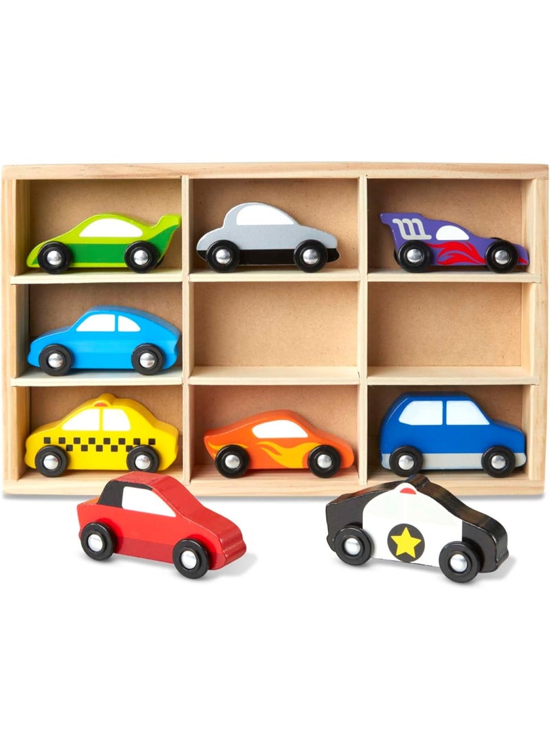 Melissa & Doug Wooden Car Set – 9-Piece Wooden Vehicles with Storage Tray, Ages 3+ - Image 2