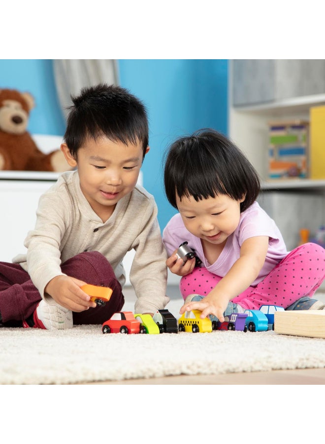 Melissa & Doug Wooden Car Set – 9-Piece Wooden Vehicles with Storage Tray, Ages 3+ - Image 5