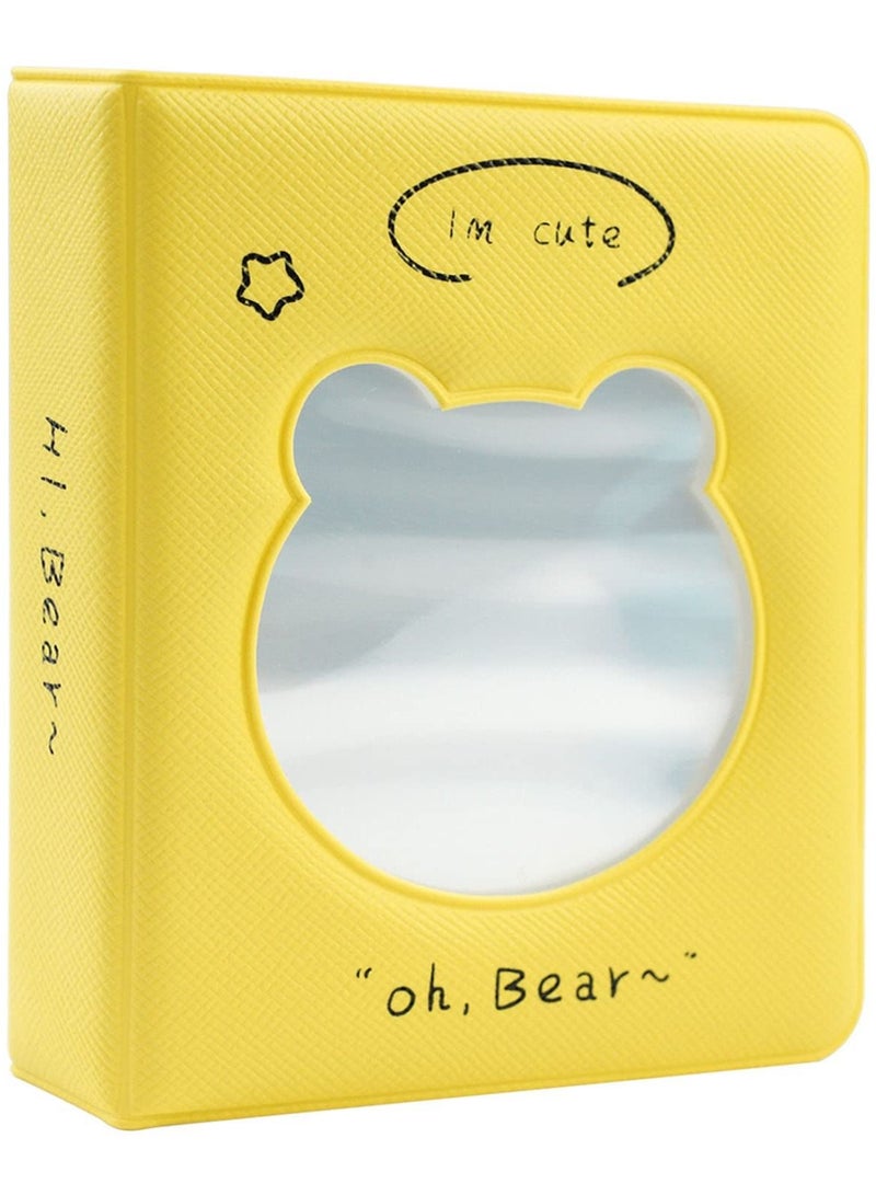 Excefore 3 inch Mini Photo Album Kpop Photocard Binder, Card Id Holder Book with 36 Pockets( Hollow Yellow Bear) - Image 1