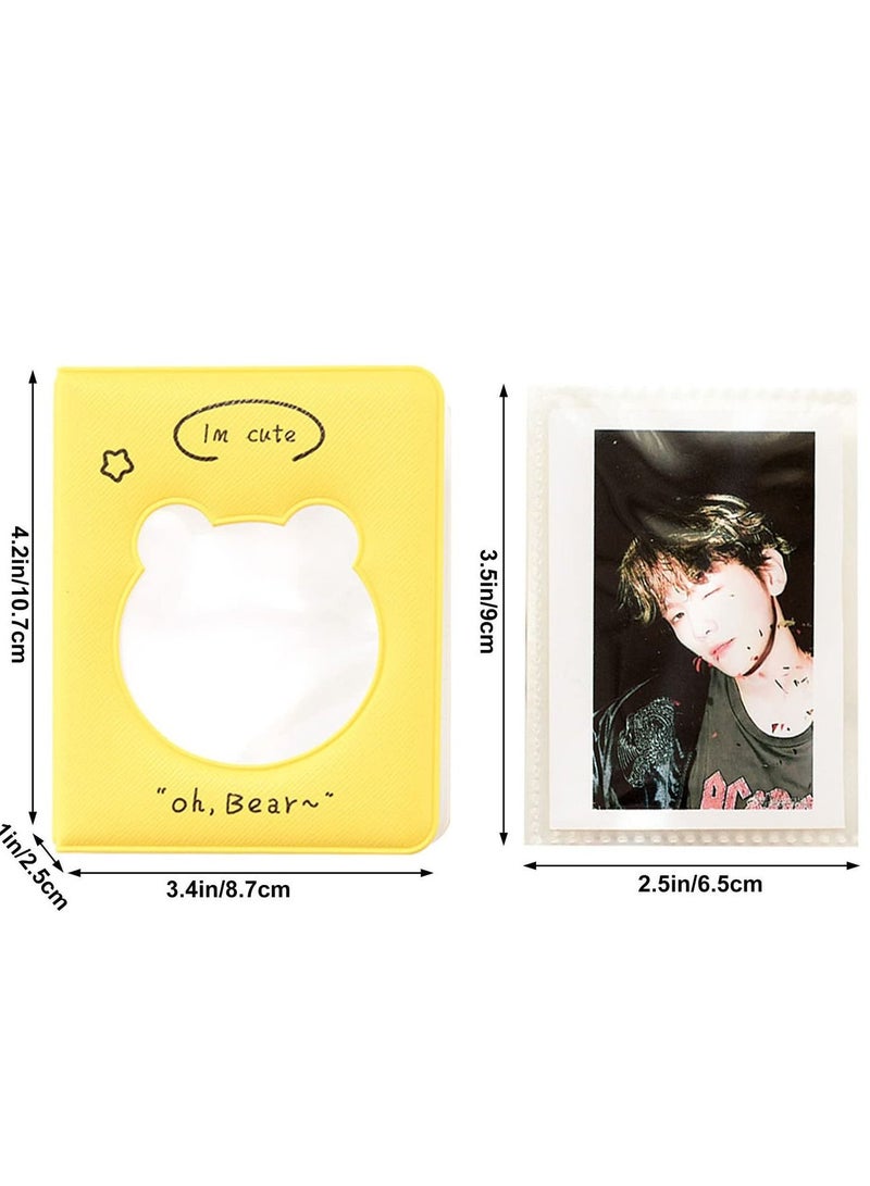 Excefore 3 inch Mini Photo Album Kpop Photocard Binder, Card Id Holder Book with 36 Pockets( Hollow Yellow Bear) - Image 3