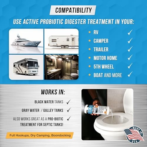 Active علاج خزان الصرف الأسود للـ RV - 16 علاج لمحلل النفايات لخزان الاحتفاظ، خزان المياه الرمادية في الـ RVs، المخيمات والقوارب - منظف حساس مرحاض المخيم، مزيل الروائح، 32 أونصة - صنع في الولايات المتحدة الأمريكية - Image 4