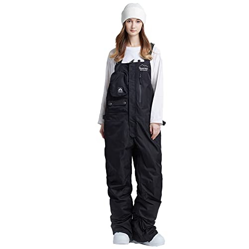 Women and Mens Ski Overalls Waterproof Snow Bibs Ski Pants Windproof Insulated Overalls Pants Outdoor Snowboard Pant BlackS