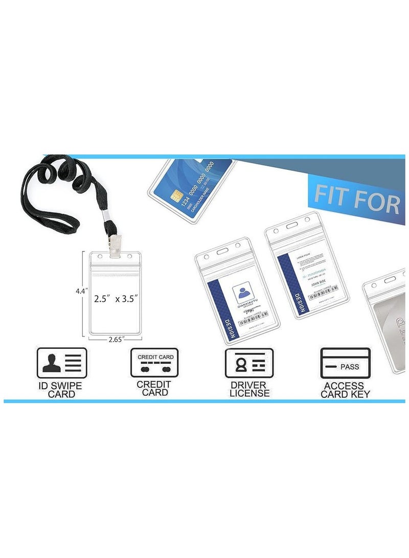 10 pieces of vertical ID card nameplate badge with hanging rope, waterproof plastic transparent badge clip, can be sealed zipper card bag, suitable for school business office and school staff - Image 3