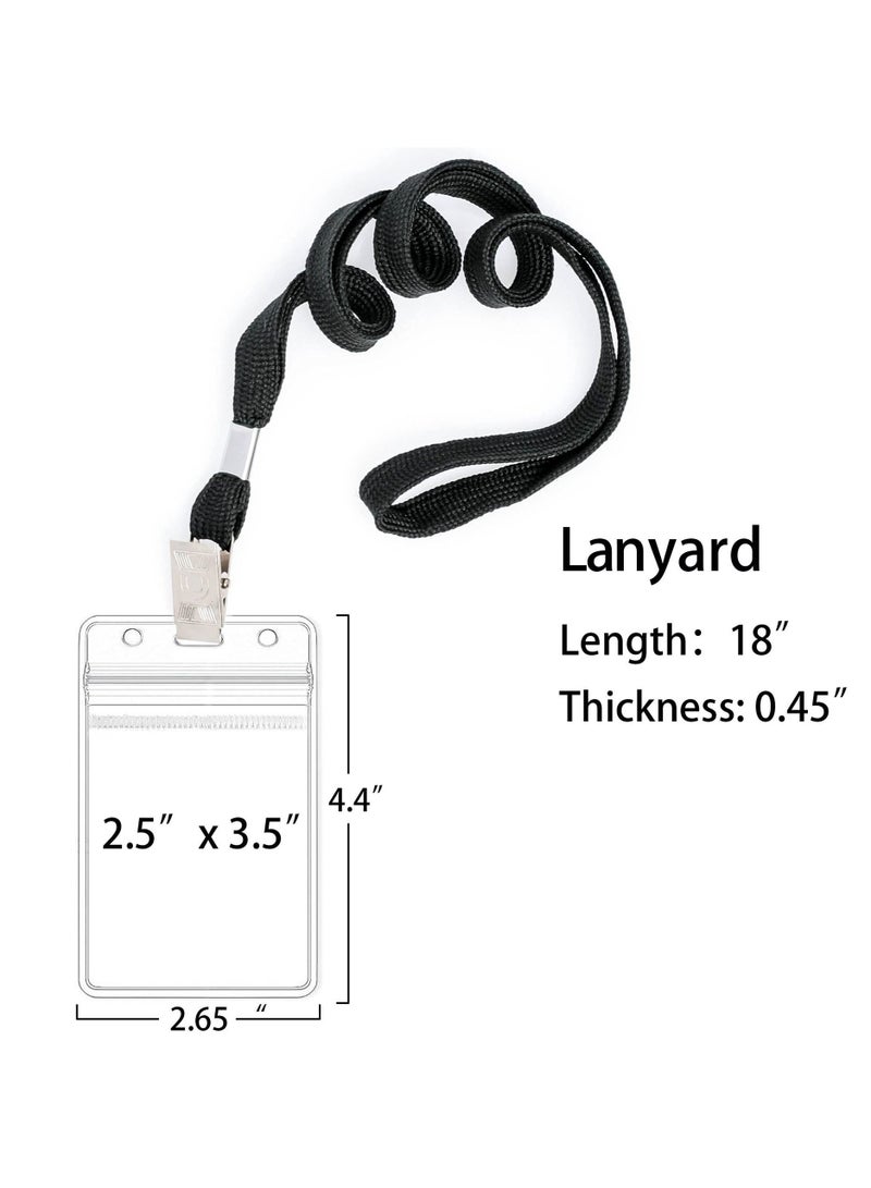 10 pieces of vertical ID card nameplate badge with hanging rope, waterproof plastic transparent badge clip, can be sealed zipper card bag, suitable for school business office and school staff - Image 4