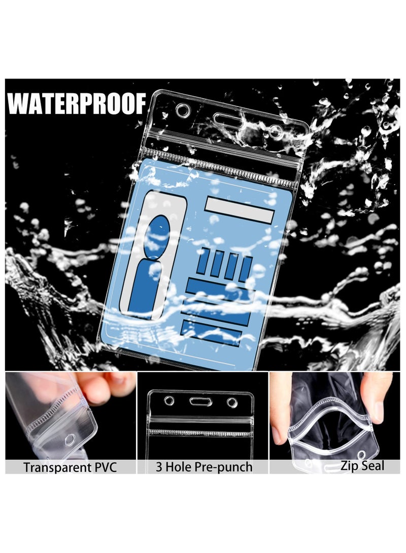 10 pieces of vertical ID card nameplate badge with hanging rope, waterproof plastic transparent badge clip, can be sealed zipper card bag, suitable for school business office and school staff - Image 5