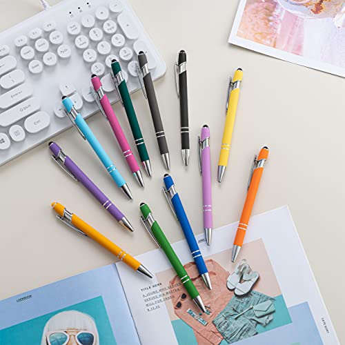 PASISIBICK 12 Pieces Ballpoint Pen with Stylus Tip, Metal, 2 in 1 Stylus Ballpoint Pen 1.0 mm Black Ink (Pack of 12) for Smartphone, Tablet - Image 5
