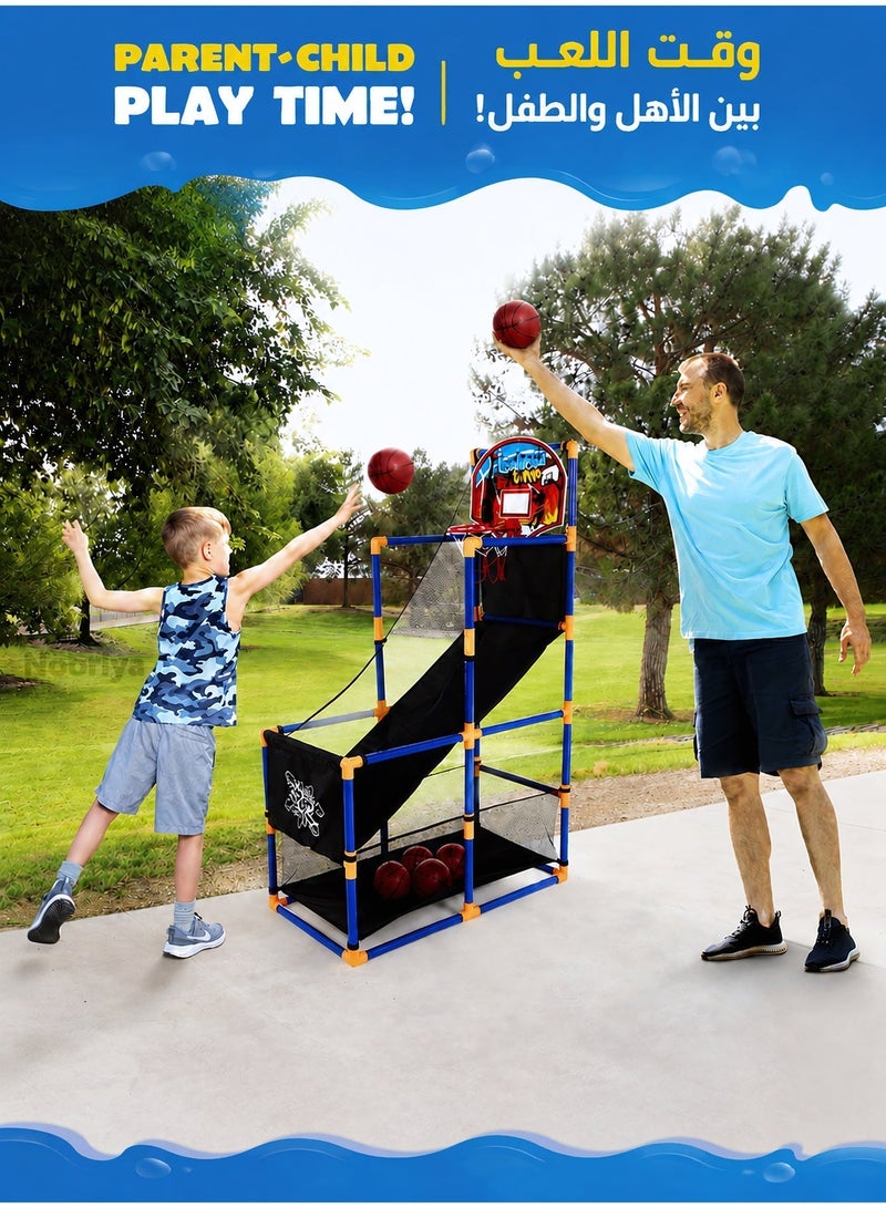 Nooriya Arcade Basketball Game Set with 8 Balls and Hoop for Kids 3+ Years Old Indoor Outdoor Sport Play - Easy Set Up - Air Pump Included - Ideal for Competition - Image 5