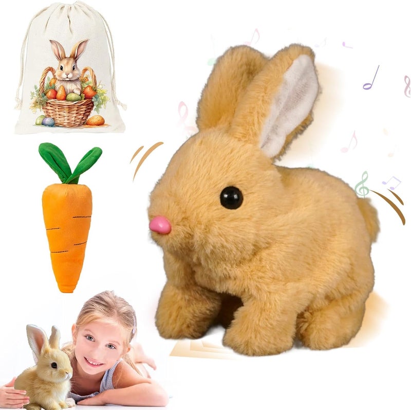 Nenrte Bunny Realistic Bun.ny Toy, Bunny Realistic Bunn.y-Jumping, Twitching, and Shaking Ears (Brown) - Image 1