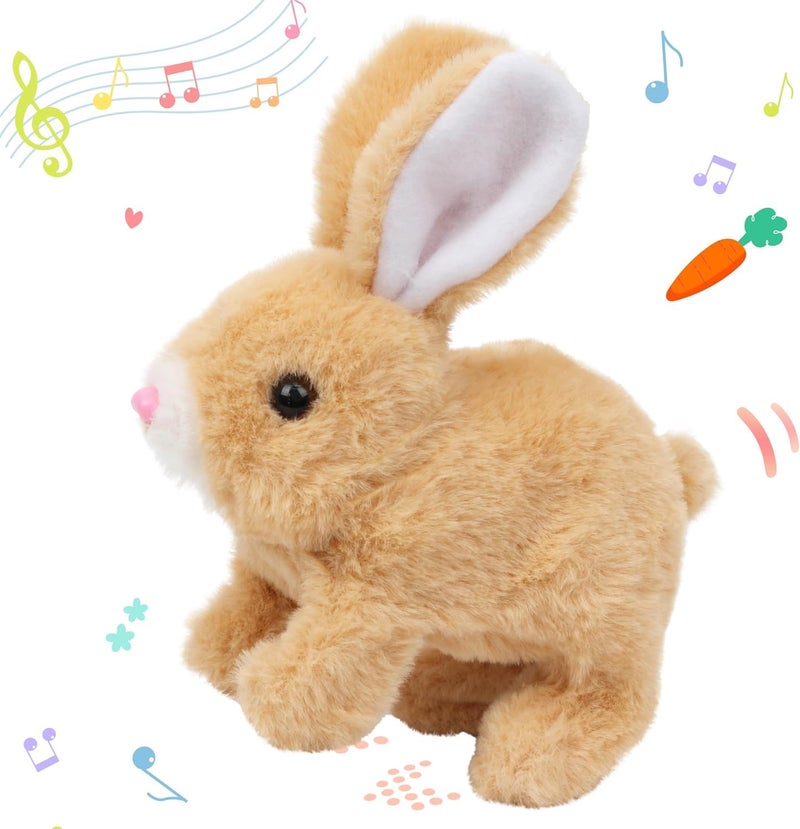 Nenrte Bunny Realistic Bun.ny Toy, Bunny Realistic Bunn.y-Jumping, Twitching, and Shaking Ears (Brown) - Image 2