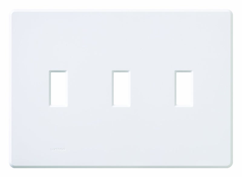 Lutron Fassada 3 Gang Wallplate For Toggle-Style Dimmers And Switches, Fg-3-Wh, White (1-Pack) - Image 1