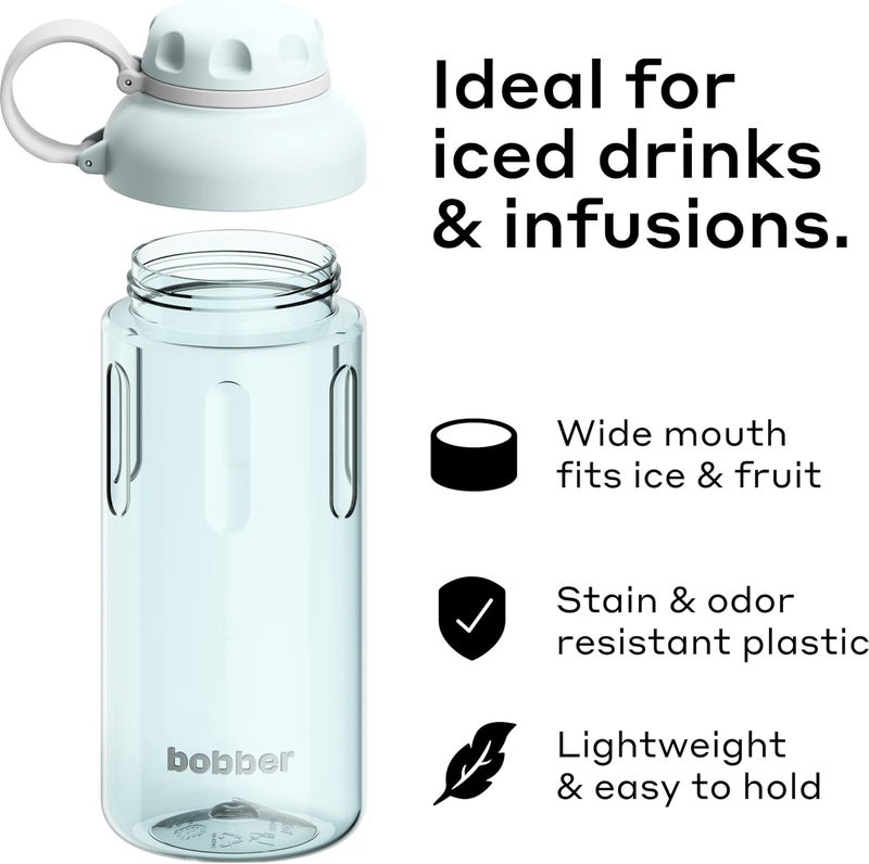 BOBBER 30 oz Tritan Water Bottle with Fruit Infuser - BPA Free Plastic Bottle with Leak-Proof Lid, Dishwasher Safe, Great for Gym & Outdoor (Light Blue) - Image 2