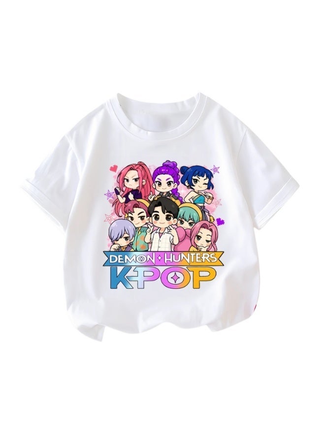 KPop Demon Hunters Printed T-Shirt Casual Graphic Tee Multi Sizes Fan Daily Outfit  Soft Breathable - Image 1