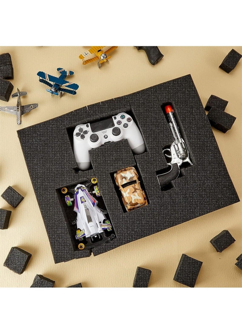 Y&D - Pick Apart Foam Insert 6 Set Pluck 2 Sizes Pre Cubed for Interlocking Cases Tool Box Padding with Separated Bottom Camera Packing Storage Board Games - Image 1