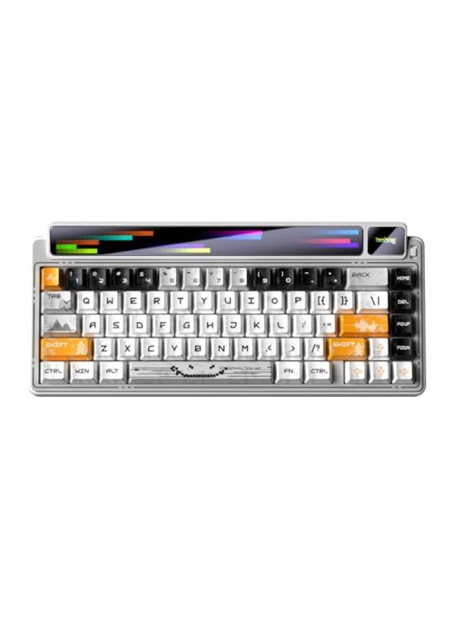 Leobog x Aula AMG65 Mechanical Gaming Keyboard w/Dual Screen, 65% Wireless Small Custom RGB Keyboard Quite,Bluetooth/2.4G/Wired, Rapid Trigger, Hot Swappable for Windows Laptop PC Mac - White - Image 1