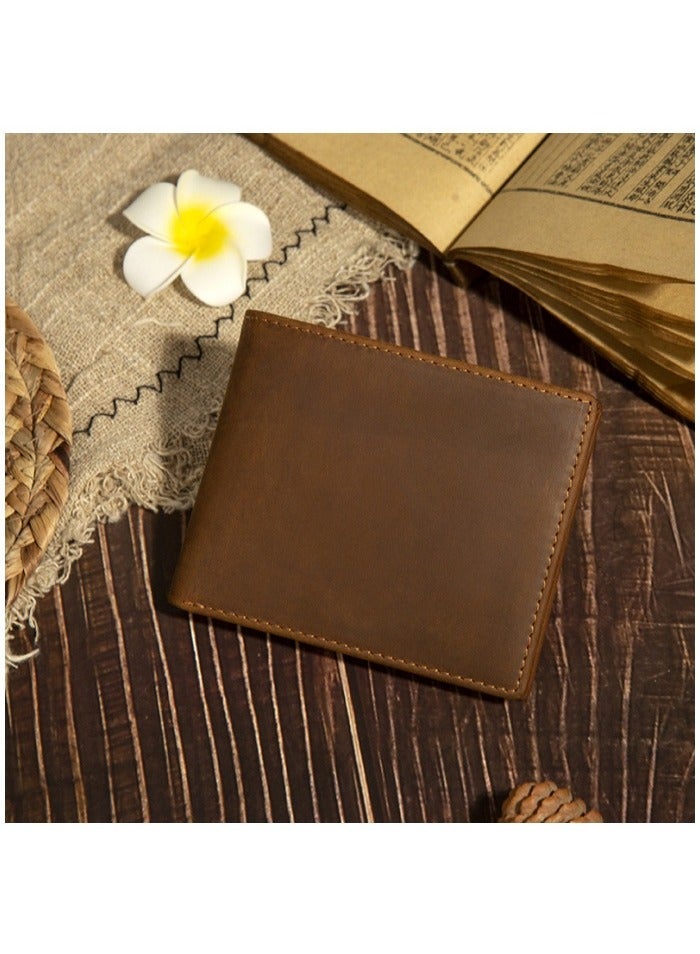 Genuine Leather Slim RFID Blocking Bifold Wallet for Men - Ultra Thin Front Pocket Design with ID Window & 6 Card Slots - Image 2